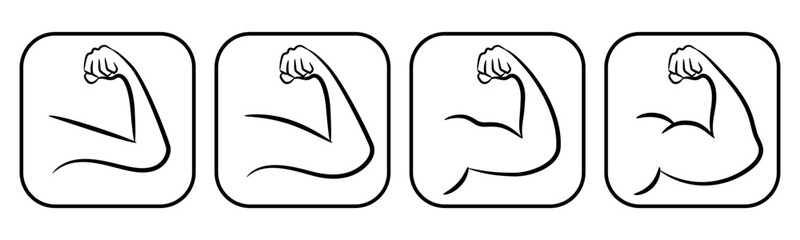 Skinny Arms to Muscular Arms icon set illustration vector. Inside square