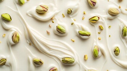 Dubai Chocolate Kunafa Pistachio on white background,Dubai Chocolate bar with green kadayif and pistachio spread,popular and viral chocolate 2024,space for text.