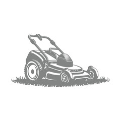 Lawn Mower on Grass A Hand-drawn Flat Illustration