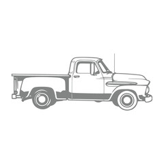 Vintage Illustration of a Classic Truck Silhouette