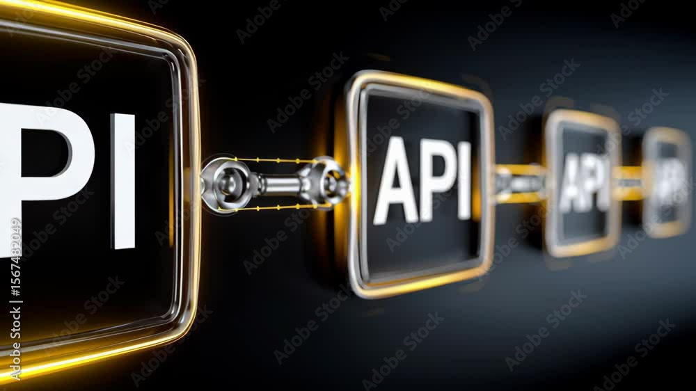 Poster row of four squares with the word api in the center. the squares are connected by a chain