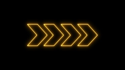 Neon direction arrow right neon light glowing sign icon illustration.  neon arrow sign illustration.