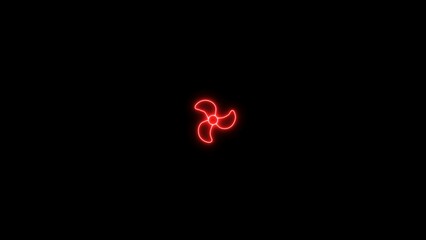 Glowing neon smart fan and electric fan icon isolated on black background. Neon fan speed icon.
