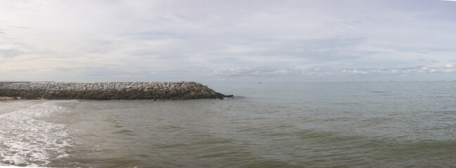 Rocky shoreline in the morning