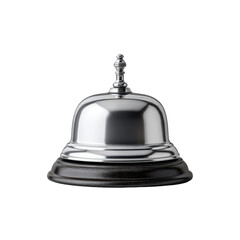 Shiny silver service bell, desk call bell Isolated on transparent background

