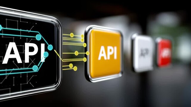 Black and yellow sign with the word API on it. The sign is surrounded by other signs