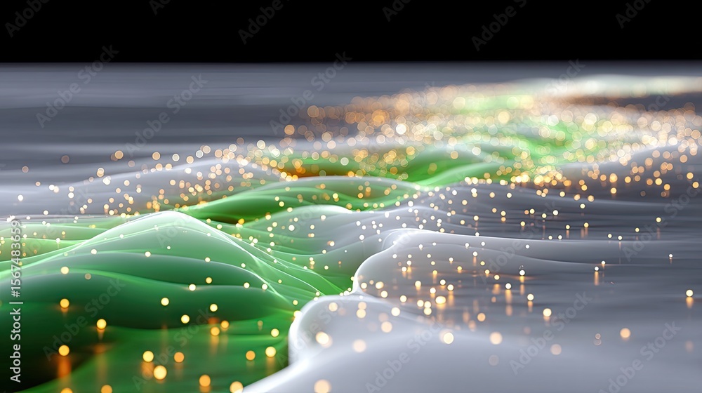 Poster luminous green and white data flow abstract background