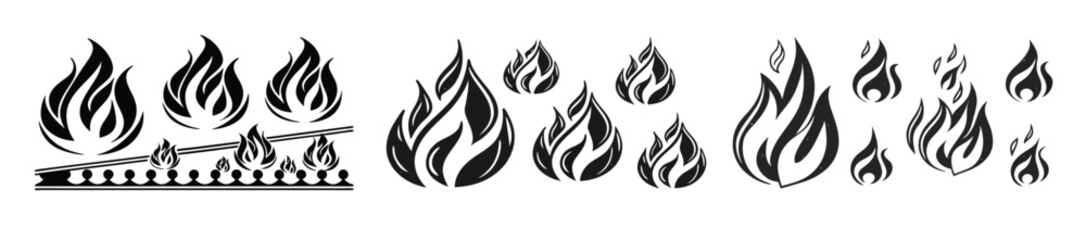 Dynamic and fiery flames illustration isolated on transparent background