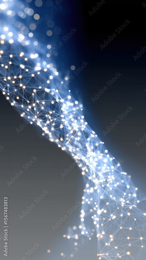 Aufkleber luminous network structure: glowing points and lines in dark blue background