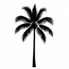 Silhouette Tropical Palm Tree Isolated on White Background Illustration