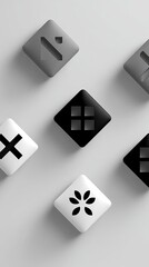 Modern Ghanaian Adinkra Symbols: Minimalist Black and White Geometric Design