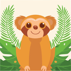 Cute marmoset flat vector