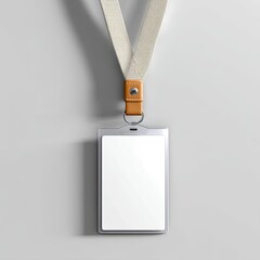 Neutral Beige Lanyard Mockup with Blank White ID Card
