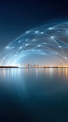 Night City Skyline with Glowing Data Connections