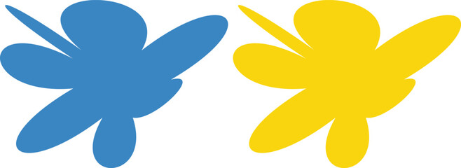 Blue and yellow abstract shapes graphic