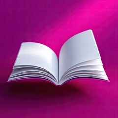 Open White Book Floating on Soft Pink Background