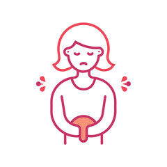 Menstrual Pain Icon Showing Period Cramps and Uterine Pain