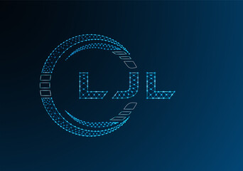 LJL low poly letter logo vector design. LJL lower poly logo design. Low poly logo.