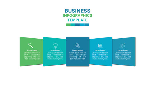 Editable business infographic template design with 5 steps. Infographic template which can be used for presentations banners, workflow layout, annual report, web design.