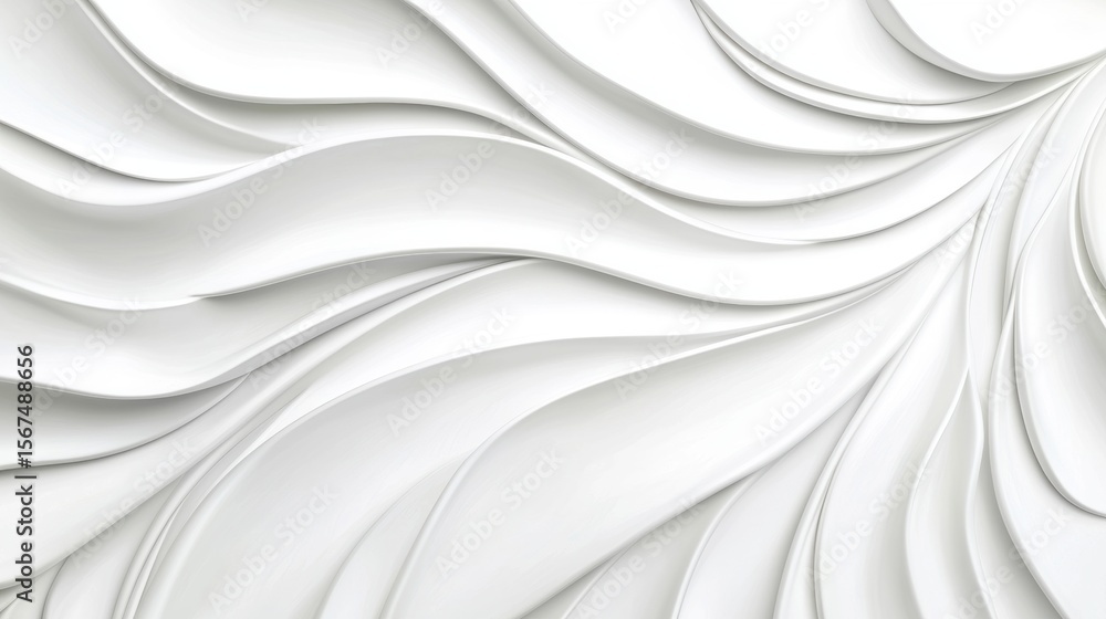 Poster a white abstract design with curved lines and shapes.