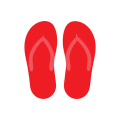 Plain Red Flip Flops Top View on White Background