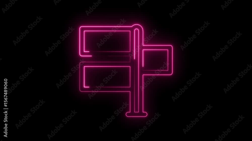 Aufkleber animated neon signboard display with pink glow isolated on a black background rendering