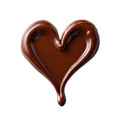 Melted chocolate heart swirl, sweet love dessert symbol on transparent background

