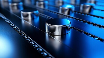 Minimalist brushed metal surface with fine horizontal lines and gentle light reflections evoking industrial strength and modern design elegance. Sleek metallic texture subtle linear