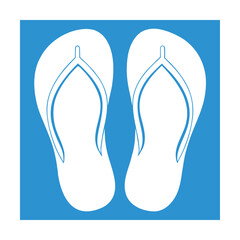 White Flip Flops Outline for Beach or Pool Use