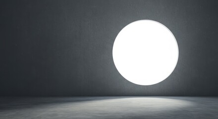 Abstract Circular Light in Modern Gray Room with Dramatic Lighting