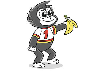 The menacing gray gorilla mascot, outlined in bold black, glares with its piercing red eyes