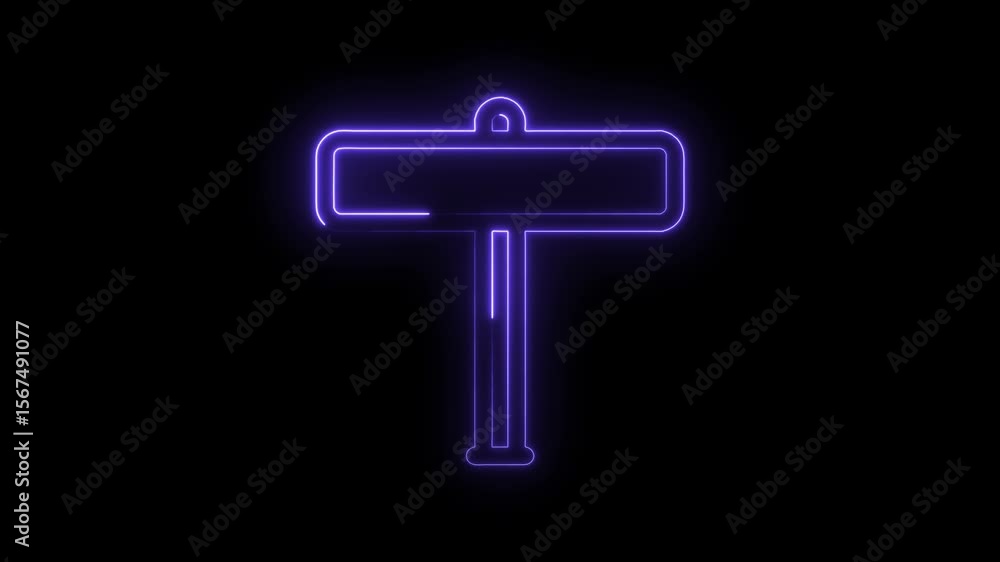 Poster abstract neon signpost design glowing on black background animation for creative visual projects