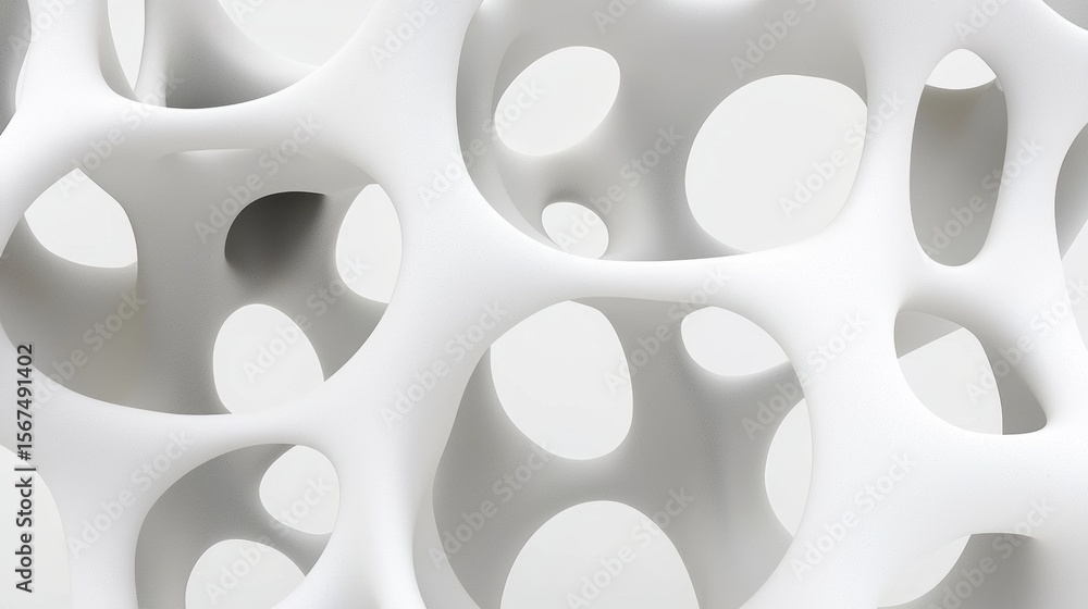Poster a 3d rendering of a white, abstract structure with a complex, organic design.