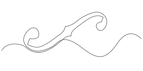 continuous line of violin holes.single line drawing of violin F hole marking.single line vector illustration