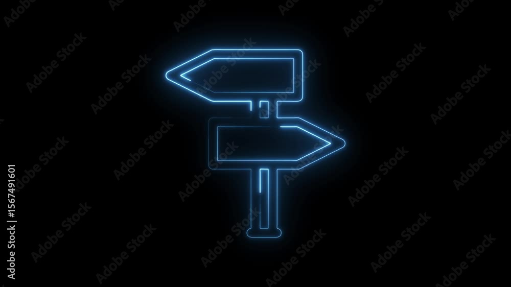 Aufkleber direction sign neon style animation two way decision indicator abstract concept