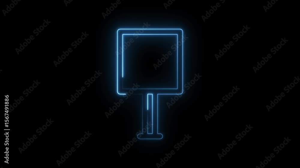 Poster glowing neon sign board animation on black background loopable frame for text