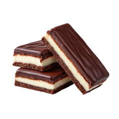 Chocolate dessert bars with creamy filling, sweet treat on transparent background

