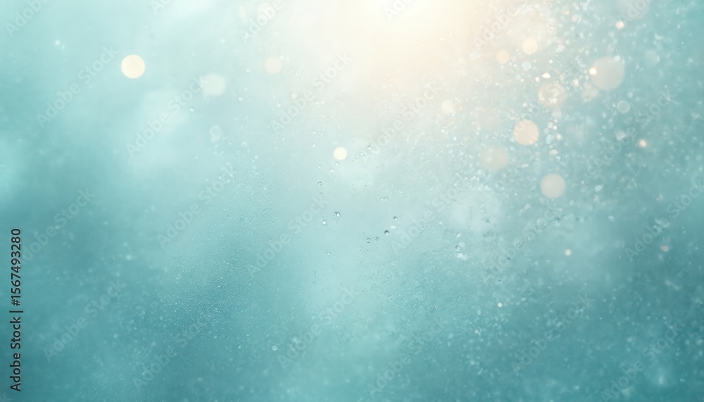Poster textured frosted glass with soft blue and white gradient background. subtle bokeh effect with small 