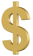 Golden dollar sign 3D 