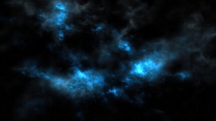 Obraz premium A deep space nebula with swirling clouds of blue and black.
