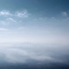 Fototapeta premium Hazy cityscape obscured by dense smog and pollution