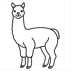 Cute Outline Drawing of a Llama for Coloring or Digital Use
