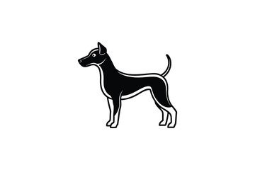 Fototapeta premium Elegant Black and White Dog Illustration Standing on White Background