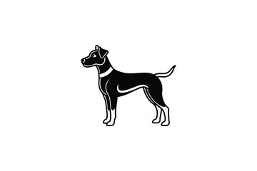 Obraz premium Elegant Black Dog Silhouette with Collar on White Background Illustration