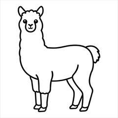Cute Outline Drawing of a Llama for Coloring or Digital Use
