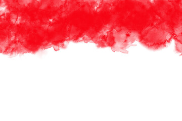 Intense red grunge brush stroke border. transparent paint texture for poster design