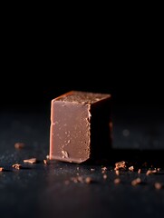 Delicious chocolate cube dark background gourmet dessert sweet treat cocoa indulgence food
