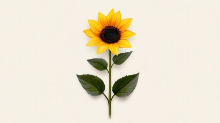 Fototapeta premium Clean and minimalist illustration of a sunflower merging into a moonflower showcasing their distinct shapes on a light background. A serene image depicting a sun and moon blossom fusion