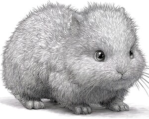 Gray fluffy rodent drawing