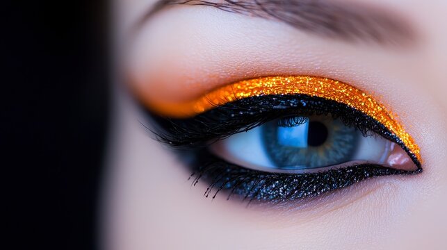 A collection of glittery black and copper eyeshadow swatches paired with deep eyeliner shades to complete the bold smokey look. Intense dark eye makeup tutorial featuring shimmering black